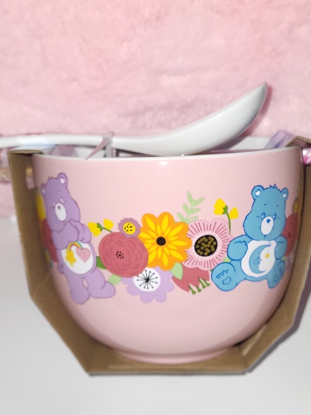 Care Bears Pink Ceramic Bowl with Rainbow & Characters